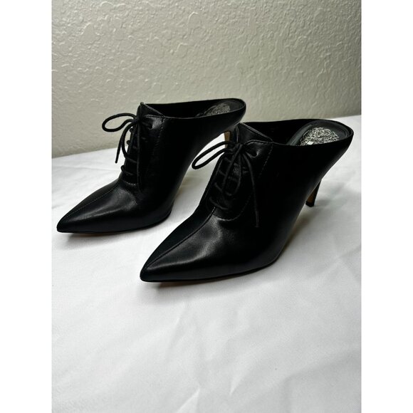 Vince Camuto Shoes - Vince Camuto Maivyn Leather Mule Style Black Lace-Up Heel Sz 7